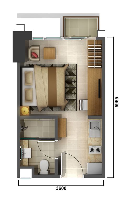 foto denah rumah tipe Cassea Studio perumahan APARTEMEN CASA DE PARCO