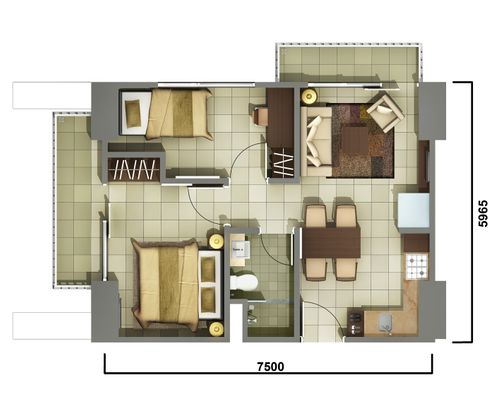 foto denah rumah tipe Magnolia 2BR perumahan APARTEMEN CASA DE PARCO