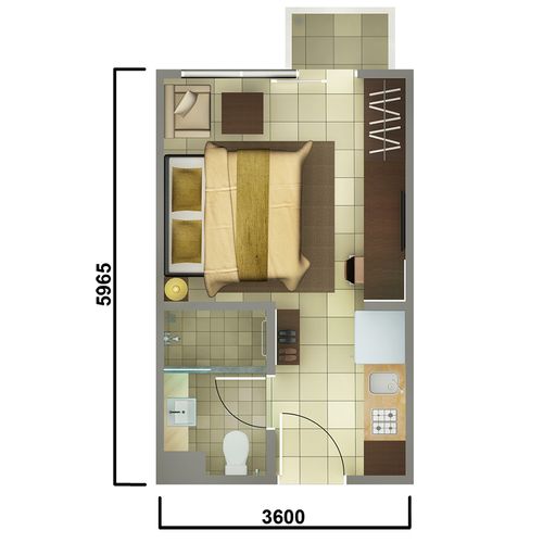 foto denah rumah tipe Magnolia Studio perumahan APARTEMEN CASA DE PARCO