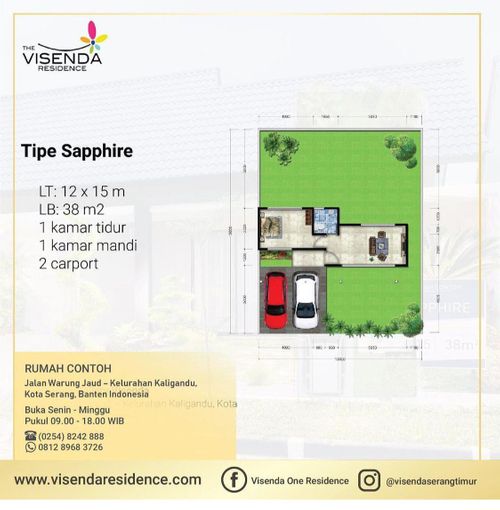 foto denah rumah tipe Shappire perumahan The Visenda Residence.