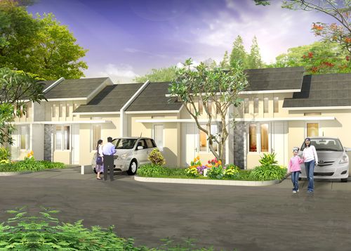 foto tampak rumah tipe Palem Hijau E4 perumahan Talaga Bestari