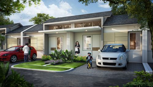 foto tampak rumah tipe Bismarckia J6 - HJ 2 perumahan Talaga Bestari