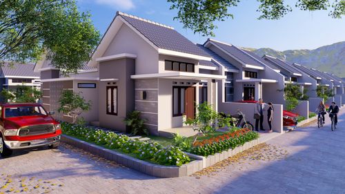 foto tampak rumah tipe Hook B perumahan SANTIKA LAND