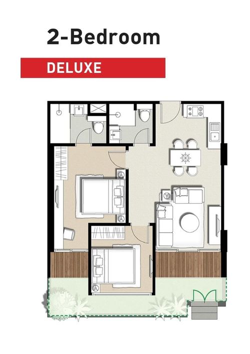 foto denah rumah tipe 2BR deluxe A perumahan Apartement The Rosebay