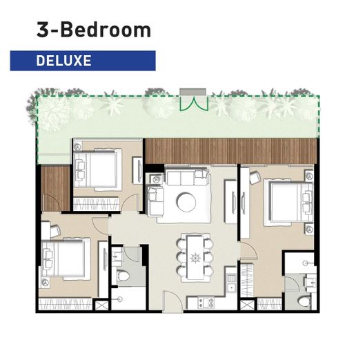 foto denah rumah tipe 3BR deluxe B perumahan Apartement The Rosebay