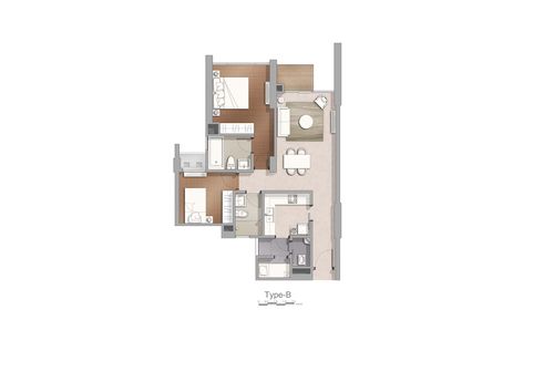 foto denah rumah tipe Tower 1-C 2 BR perumahan Apartement Marigold