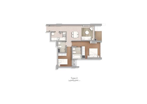 foto denah rumah tipe Tower 2-B 2 BR perumahan Apartement Marigold