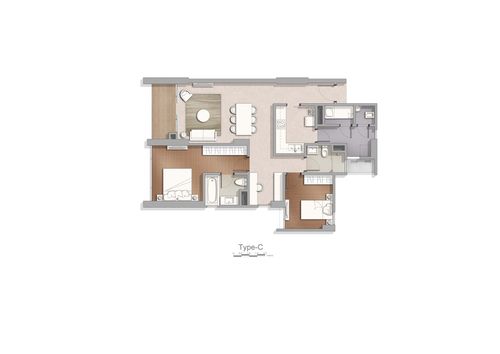foto denah rumah tipe Tower 1-D 2 BR+Std perumahan Apartement Marigold