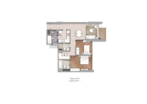 foto denah rumah tipe Tower 2-D 2 BR+Std perumahan Apartement Marigold