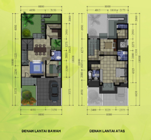 foto denah rumah tipe AERIS perumahan Perumahan CitraLake Sawangan, Depok, Jawa Barat
