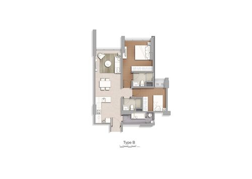 foto denah rumah tipe Tower 3-C 2 BR perumahan Apartement Marigold