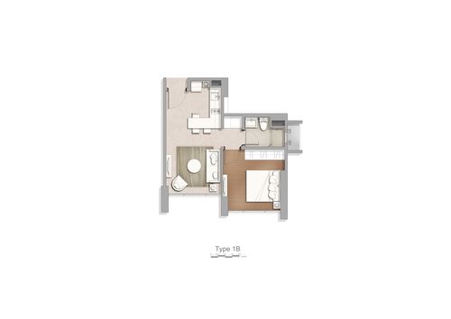 foto denah rumah tipe Tower 5-G 1 BR perumahan Apartement Marigold