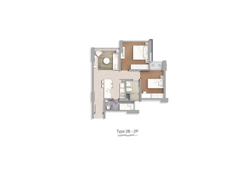 foto denah rumah tipe Tower 5-B,C 2 BR perumahan Apartement Marigold