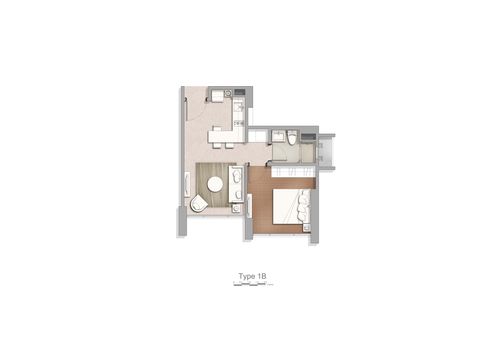 foto denah rumah tipe Tower 6-F,G,H 1 BR perumahan Apartement Marigold