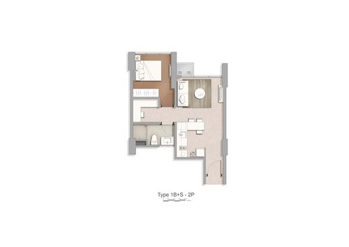 foto denah rumah tipe Tower 6-D 1 BR+Std perumahan Apartement Marigold