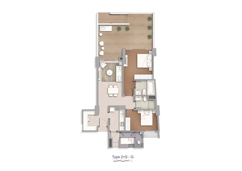 foto denah rumah tipe Tower 6-E 2 BR+Std perumahan Apartement Marigold