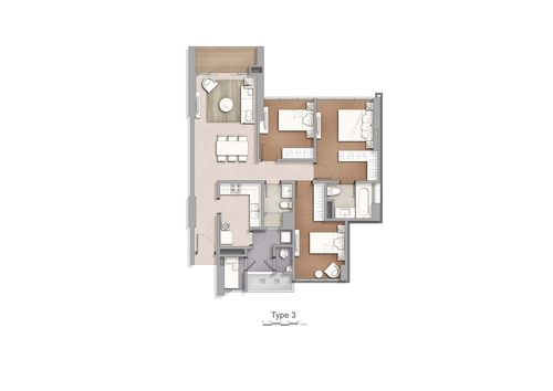 foto denah rumah tipe Tower 6-A 3 BR Premium perumahan Apartement Marigold