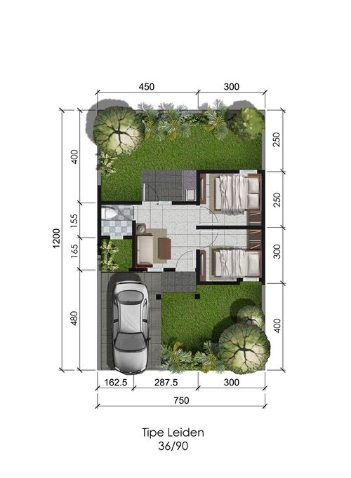 foto denah rumah tipe LEIDEN perumahan CITRAHARMONI - CLUSTER ROTTERDAM