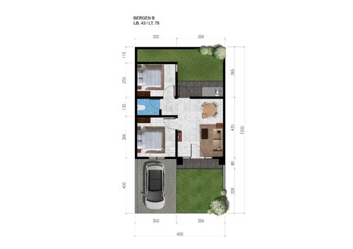 foto denah rumah tipe BERGEN B perumahan CITRAHARMONI - CLUSTER ROTTERDAM