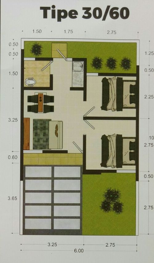 foto denah rumah tipe 30/60 perumahan CIRUAS LAND