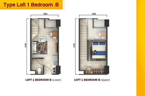 foto denah rumah tipe Loft 1BR-B (Kalyana) perumahan AKASA APARTMENT
