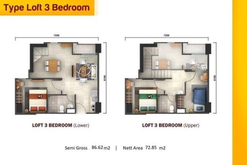 foto denah rumah tipe Loft 3BR (Kirana) perumahan AKASA APARTMENT