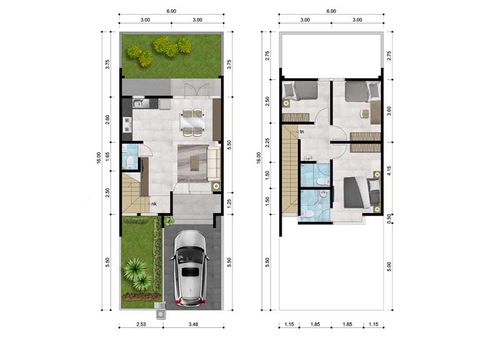foto denah rumah tipe 98/96 perumahan Cluster Taman Anggrek - GRAHA PADMA