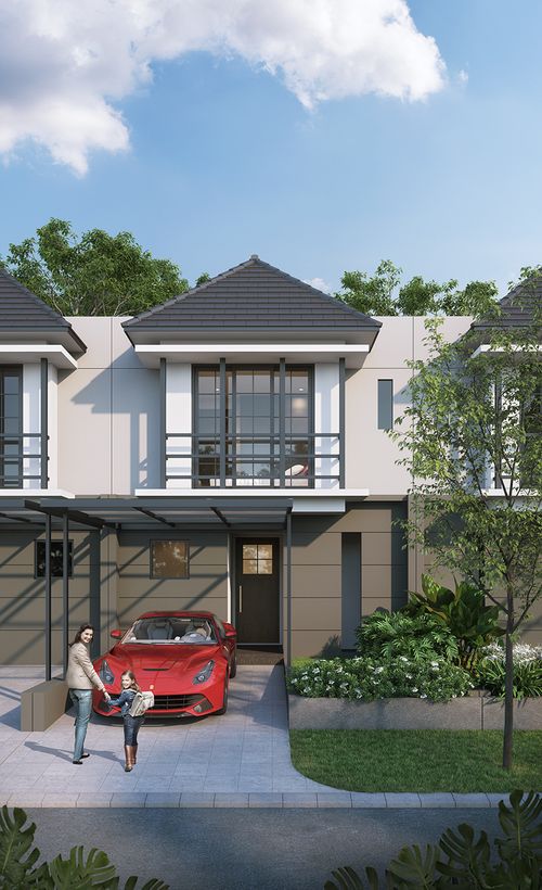 foto tampak rumah tipe Violet Deluxe perumahan GRAHA NATURA 1