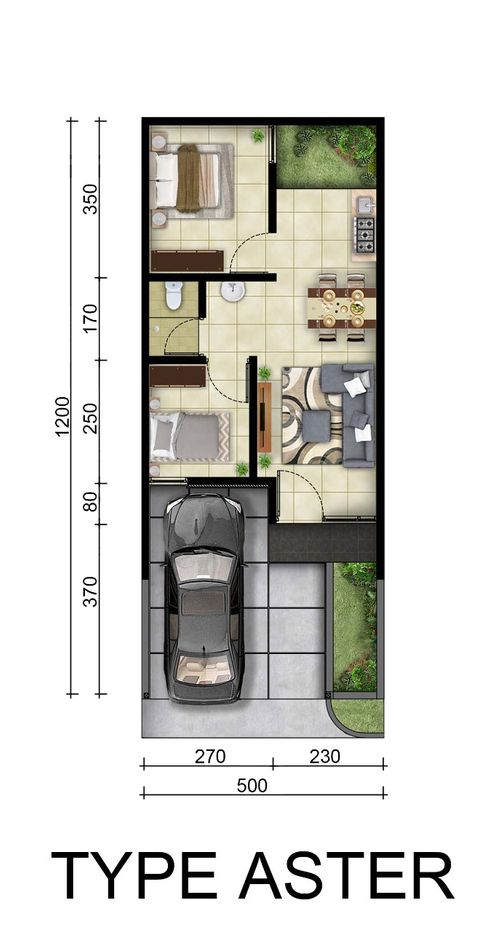foto denah rumah tipe Aster perumahan Magnolia Residence