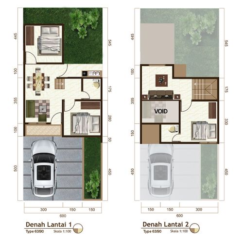 foto denah rumah tipe T63 perumahan Sawangan Residence Ideal