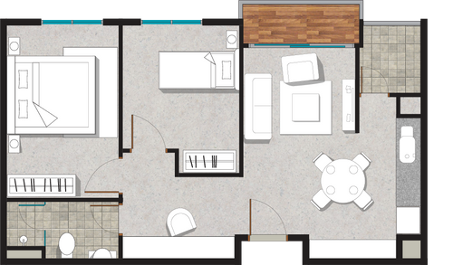 foto denah rumah tipe 2 Bedroom Tower A perumahan APARTEMEN CITRALAKE SUITES