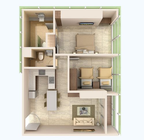 foto denah rumah tipe 1BR C perumahan PRAXIS