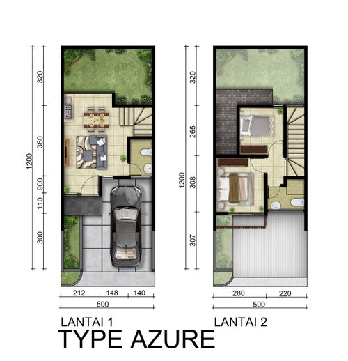 foto denah rumah tipe Azure perumahan Magnolia Residence
