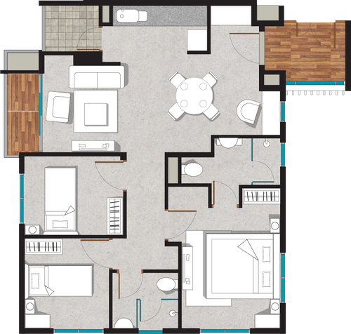 foto denah rumah tipe 3 BEDROOM perumahan APARTEMEN CITRALAKE SUITES
