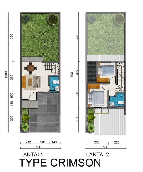 foto denah rumah tipe Crimson perumahan Magnolia Residence