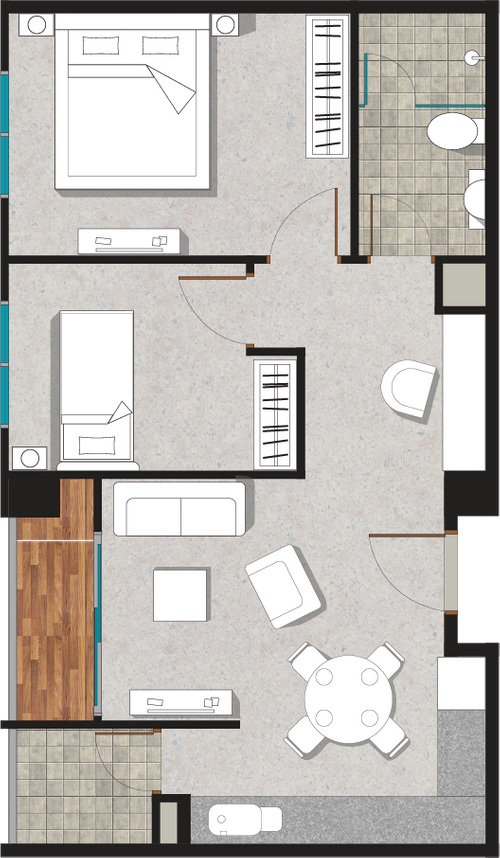 foto denah rumah tipe 2 Bedroom Tower B perumahan APARTEMEN CITRALAKE SUITES