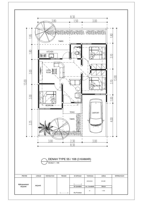 foto denah rumah tipe 55 perumahan BUMI KURNIA RESIDENCE NGAWI KOTA