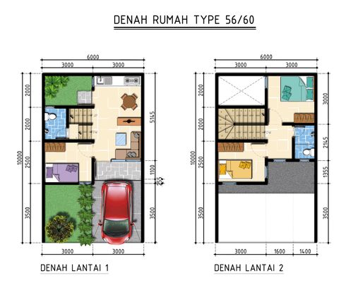 foto denah rumah tipe 56/60 perumahan Naraya Park