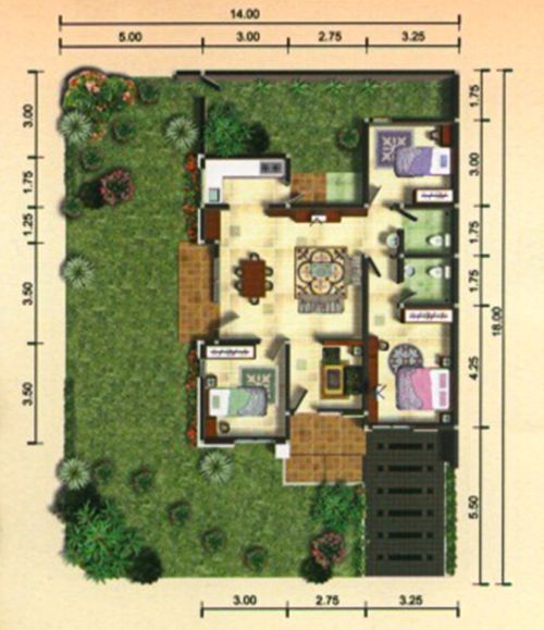 foto denah rumah tipe 96/252 perumahan Cluster Taman Alamanda - GRAHA PADMA