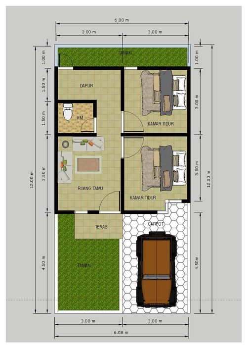 foto denah rumah tipe 40/72 perumahan GRAND BANDARA