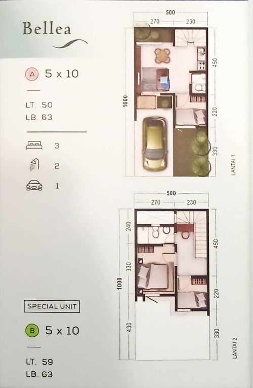 foto denah rumah tipe BELLEA-A (5X10) perumahan EASTERNPARK RESIDENCE