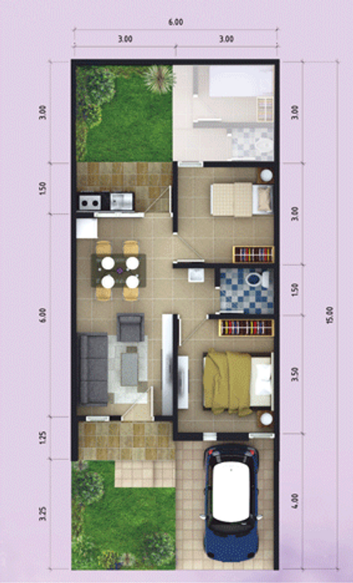 foto denah rumah tipe 51/90 perumahan Cluster Taman Lavender - GRAHA PADMA