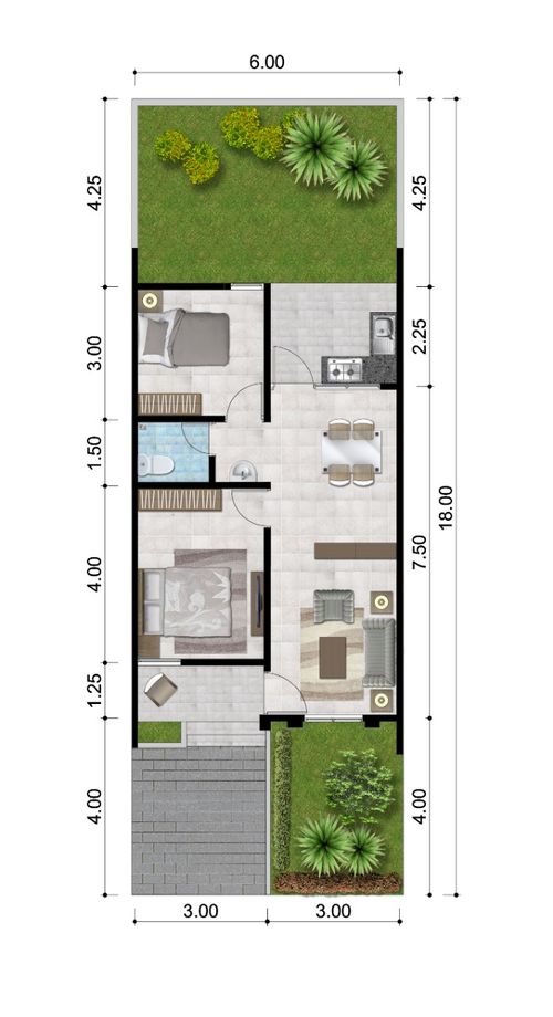foto denah rumah tipe 60/108 perumahan Cluster Taman Lavender - GRAHA PADMA