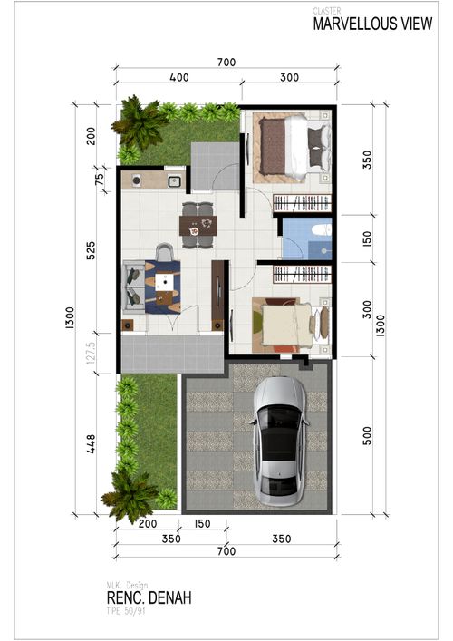 foto denah rumah tipe 54/91 perumahan Indraprasta View