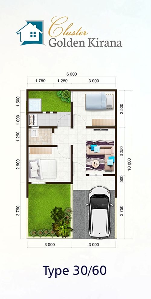 foto denah rumah tipe 30/60 perumahan Golden Kirana