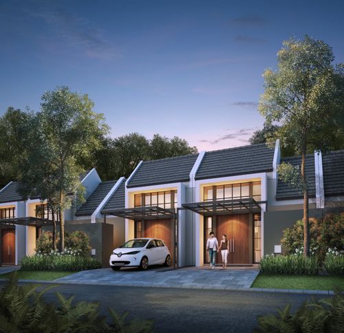 foto tampak rumah tipe MAROON-90 perumahan GRAND SUNRISE