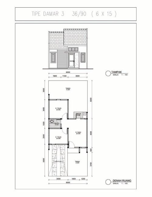 foto denah rumah tipe Damar 3 hoek (166) perumahan CitraIndah City
