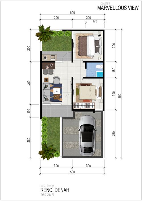 foto denah rumah tipe M 40/72 perumahan Indraprasta View