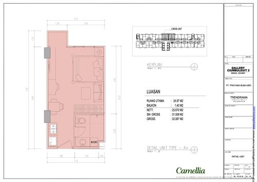 foto denah rumah tipe CAMELLIA perumahan GALERI CIUMBULEUIT APARTMENT - 2