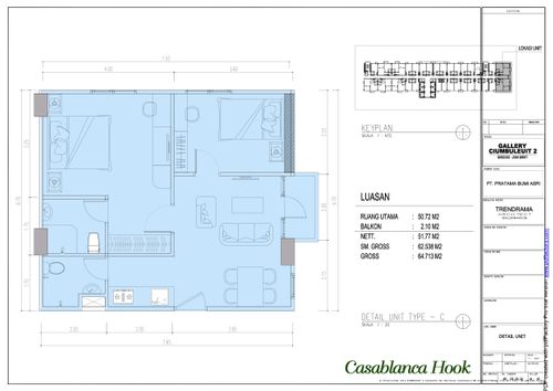 foto denah rumah tipe CASABLANCA HOOK perumahan GALERI CIUMBULEUIT APARTMENT - 2